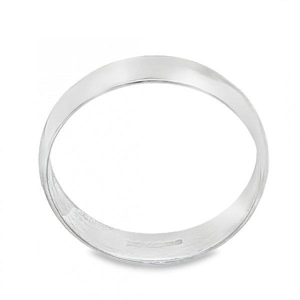 18ct White Gold D-Shape Wedding Band - Size Z+1½ - 6mm