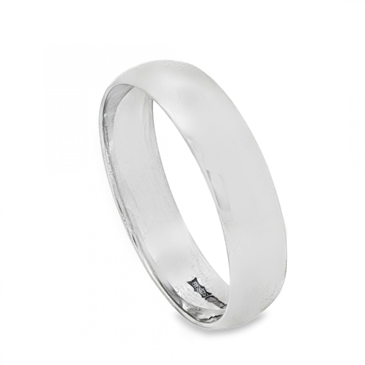 18ct White Gold D-Shape Wedding Band - Size Z+1½ - 6mm