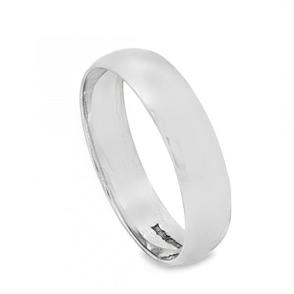 18ct White Gold D-Shape Wedding Band - Size Z+1½ - 6mm