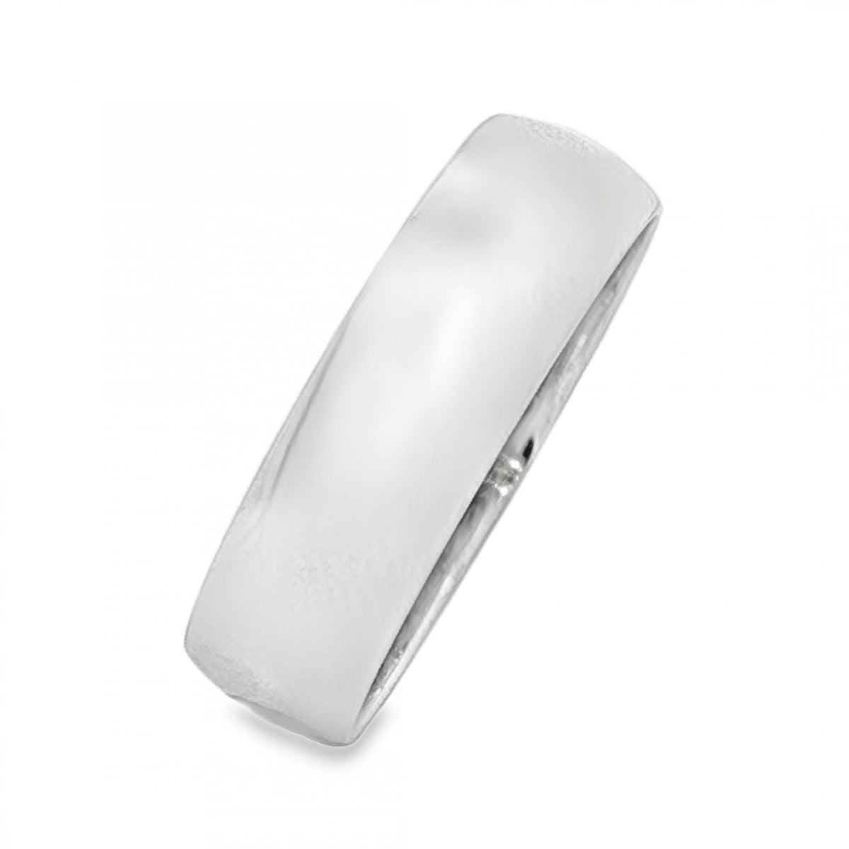 9ct White Gold D-Shape Wedding Band - Size Q½ - 6mm