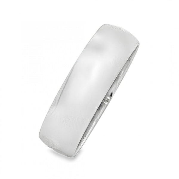 9ct White Gold D-Shape Wedding Band - Size Q½ - 6mm
