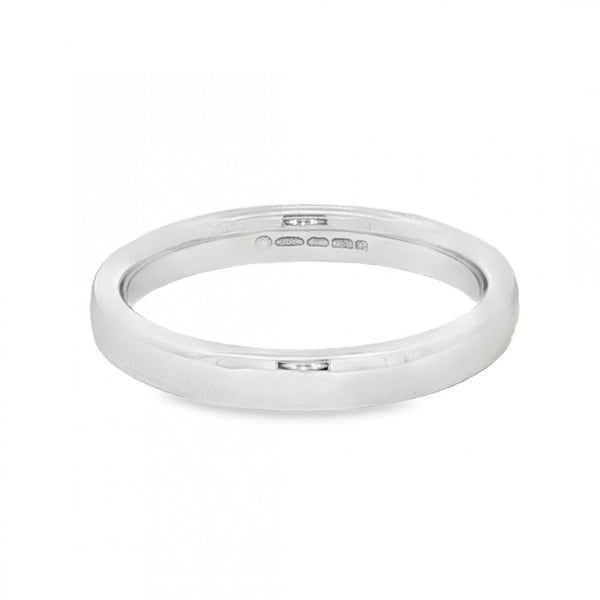18ct White Gold Court-Shape Wedding Band - Size K - 3mm