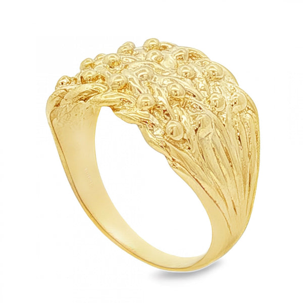 9ct Yellow Gold Shot Ring - Size R - 13mm