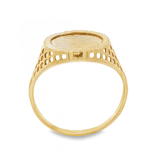 9ct Yellow Gold St. George Coin Ring - Size N - 12mm