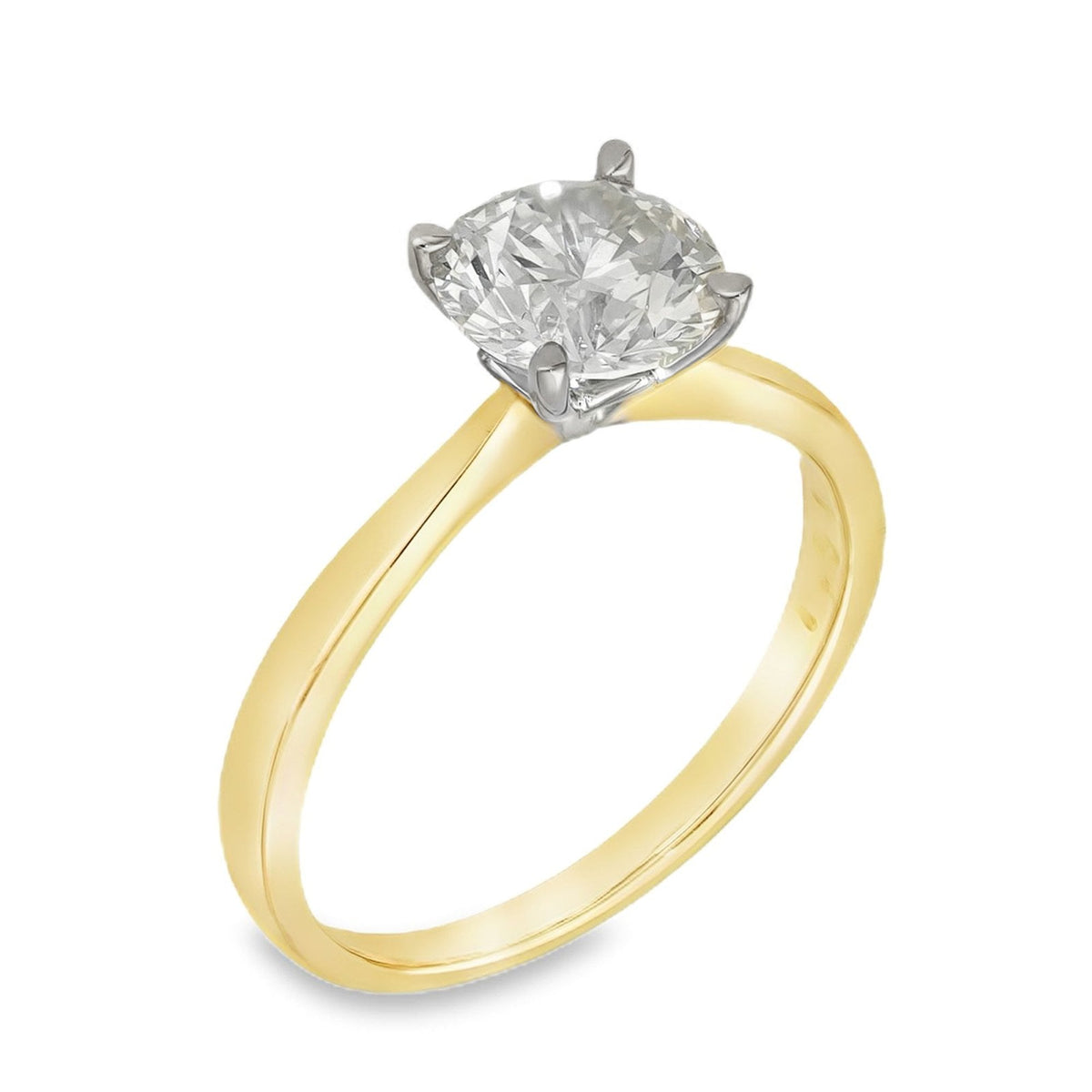 18ct Yellow Gold Certified Diamond Engagement Ring - Size M½