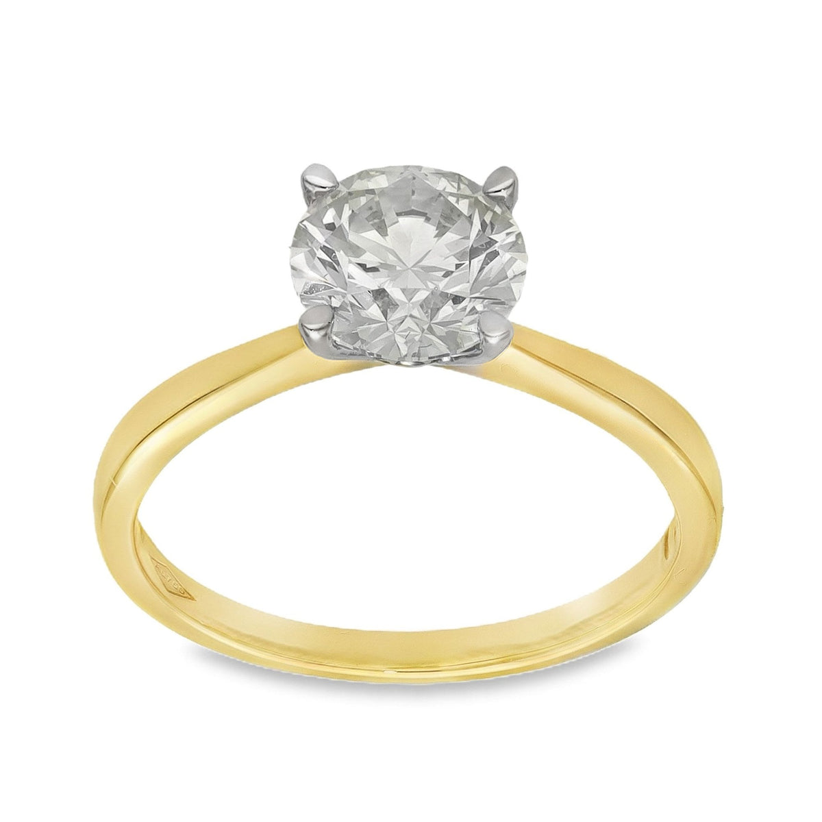 18ct Yellow Gold Certified Diamond Engagement Ring - Size M½