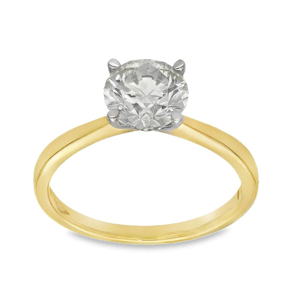 18ct Yellow Gold Certified Diamond Engagement Ring - Size M½