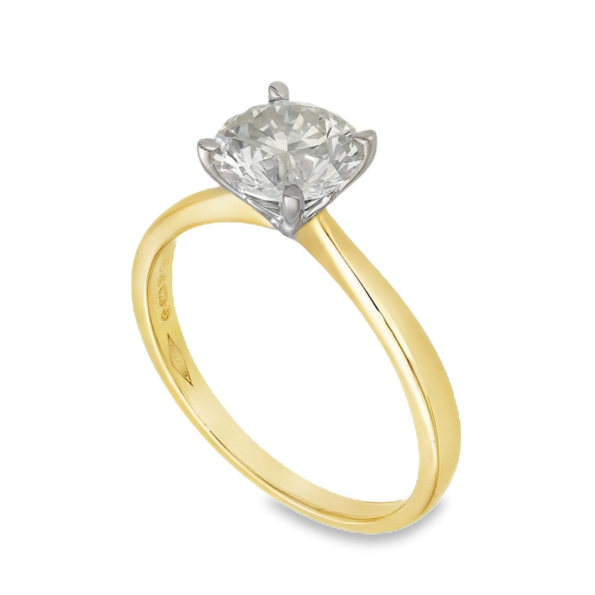 18ct Yellow Gold Certified Diamond Engagement Ring - Size M½