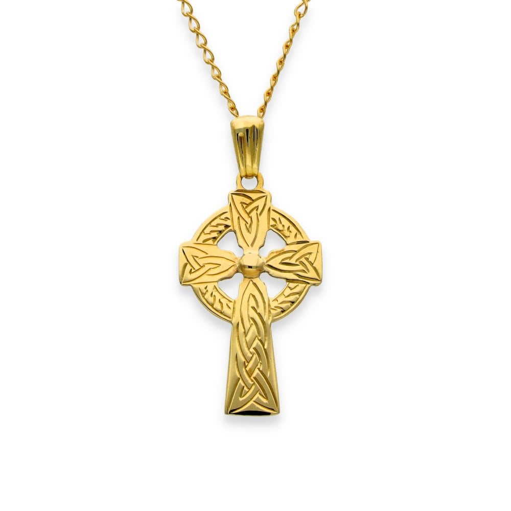 9ct Yellow Gold Celtic Cross Pendant & Necklace - 18" - 2.4g