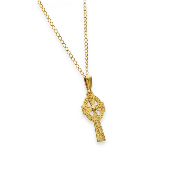 9ct Yellow Gold Celtic Cross Pendant & Necklace - 18" - 2.4g