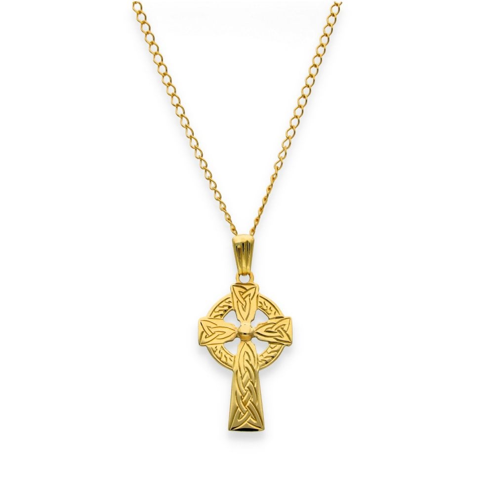 9ct Yellow Gold Celtic Cross Pendant & Necklace - 18" - 2.4g
