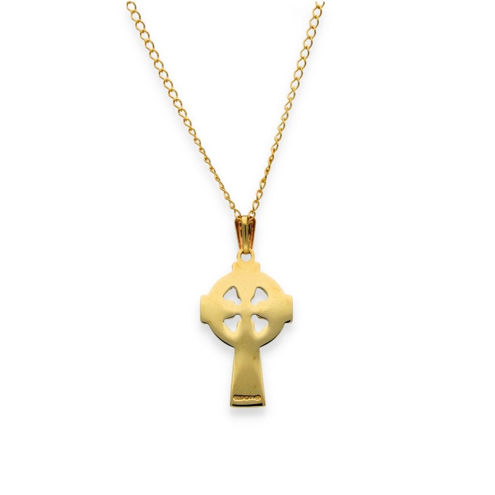9ct Yellow Gold Celtic Cross Pendant & Necklace - 18" - 2.4g