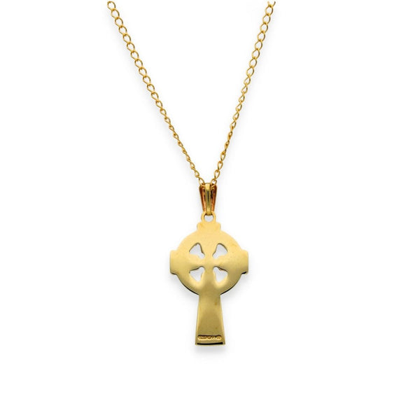 9ct Yellow Gold Celtic Cross Pendant & Necklace - 18" - 2.4g