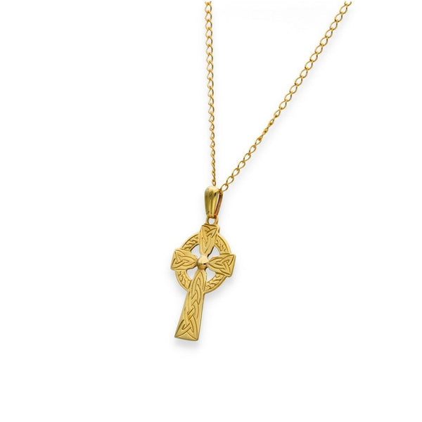 9ct Yellow Gold Celtic Cross Pendant & Necklace - 18" - 2.4g