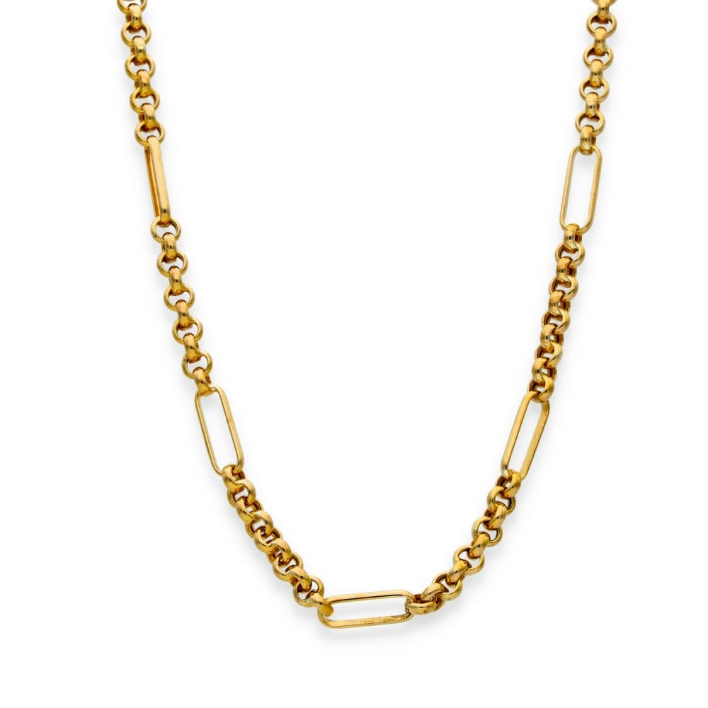 9ct Yellow Gold Belcher & Oval-Link Chain - 18" - 8.6g