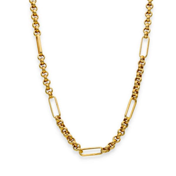 9ct Yellow Gold Belcher & Oval-Link Chain - 18" - 8.6g