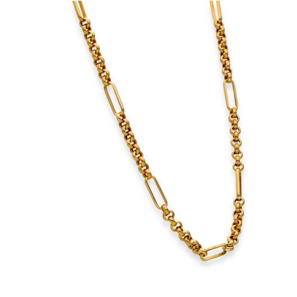 9ct Yellow Gold Belcher & Oval-Link Chain - 18" - 8.6g