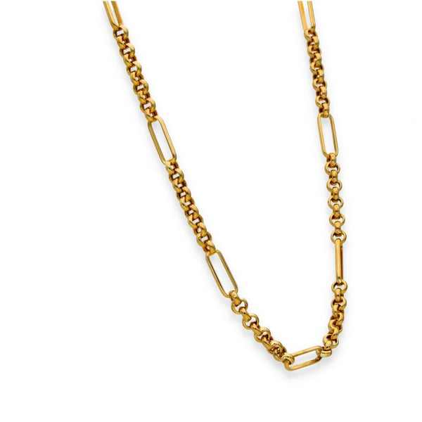 9ct Yellow Gold Belcher & Oval-Link Chain - 18" - 8.6g