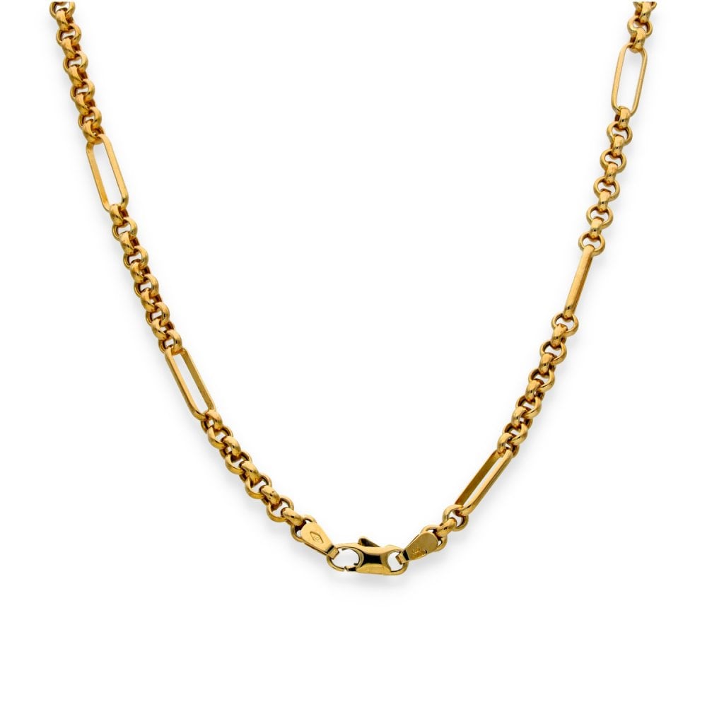 9ct Yellow Gold Belcher & Oval-Link Chain - 18" - 8.6g