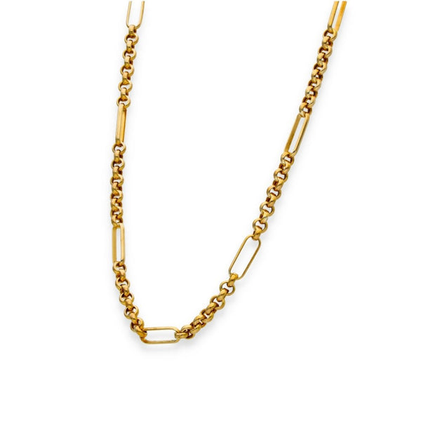 9ct Yellow Gold Belcher & Oval-Link Chain - 18" - 8.6g