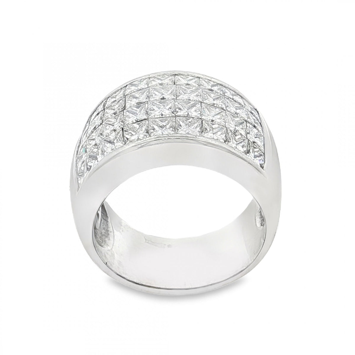 18ct White Gold Diamond Row Cluster Ring - Size N - 3.96ct