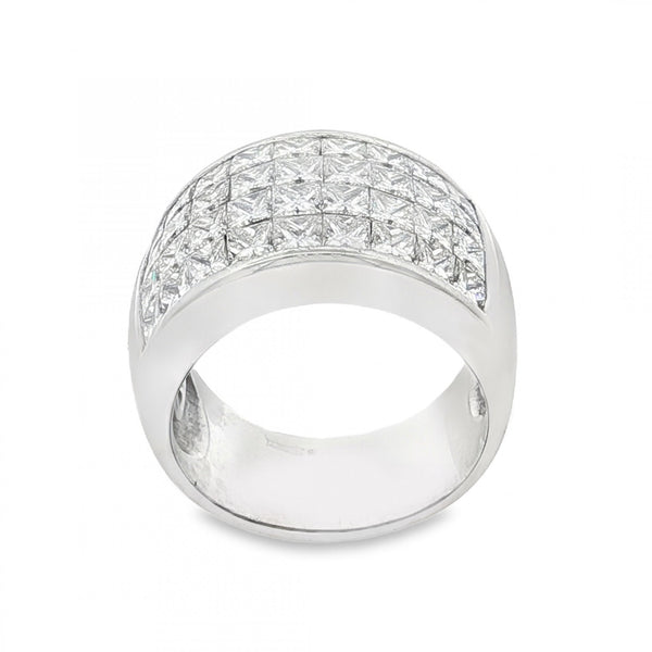 18ct White Gold Diamond Row Cluster Ring - Size N - 3.96ct