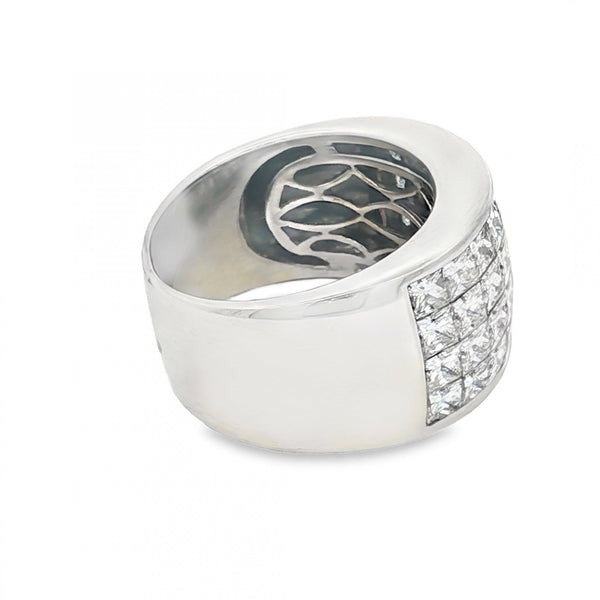18ct White Gold Diamond Row Cluster Ring - Size N - 3.96ct
