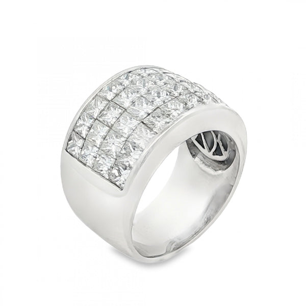 18ct White Gold Diamond Row Cluster Ring - Size N - 3.96ct