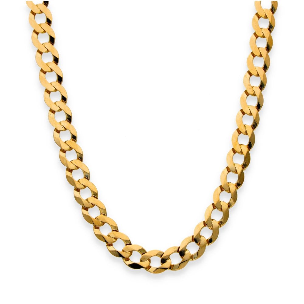 9ct Yellow Gold Flat Curb Chain - 22" - 15.1g