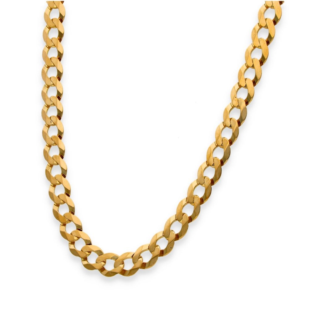 9ct Yellow Gold Flat Curb Chain - 22" - 15.1g