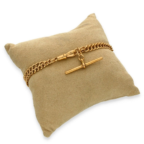 9ct Yellow Gold Double Albert Bracelet & T-Bar - 9" - 24.7g