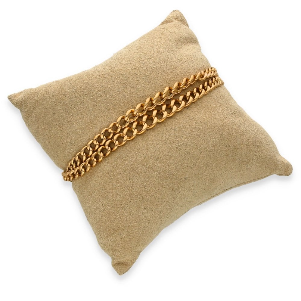 9ct Yellow Gold Double Albert Bracelet & T-Bar - 9" - 24.7g