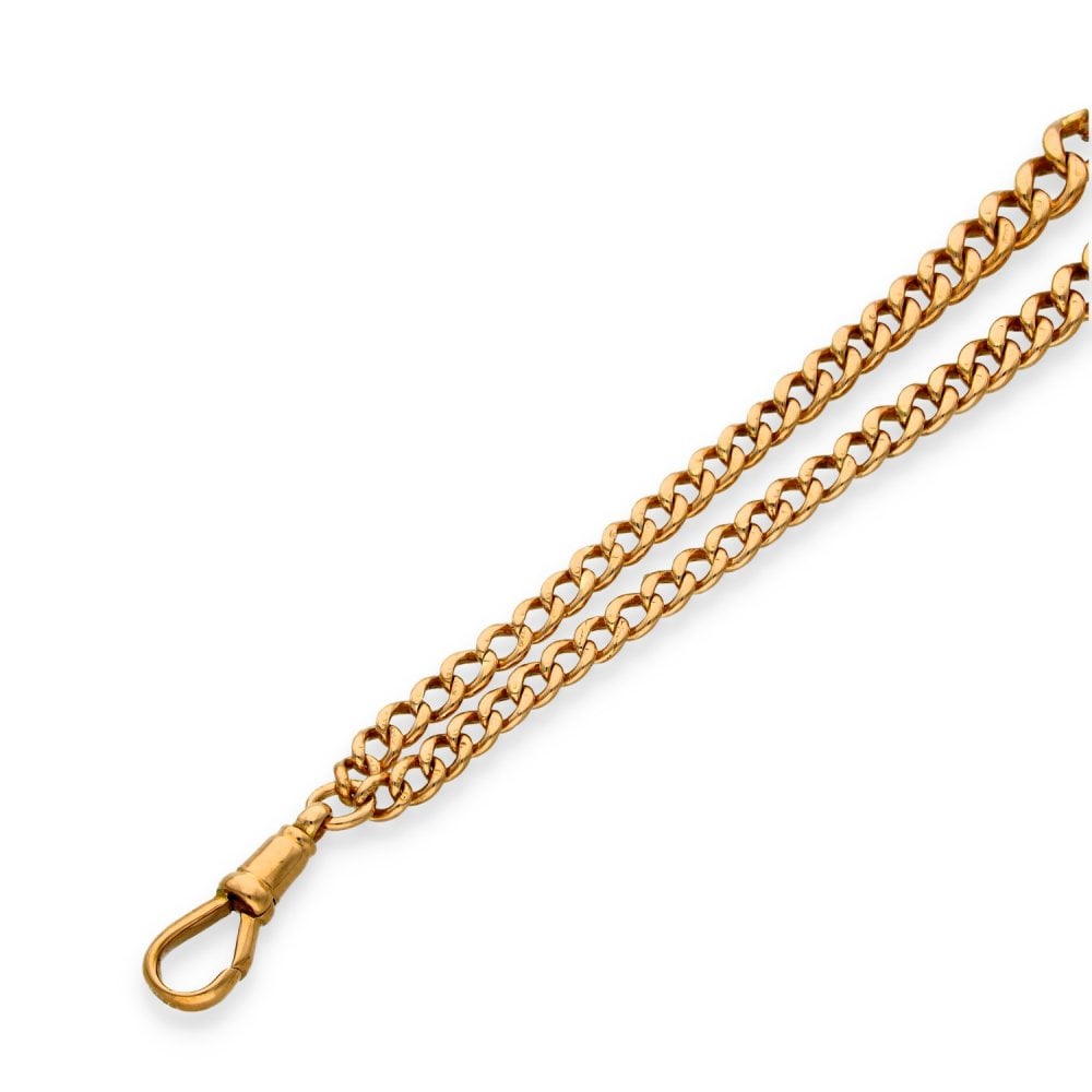 9ct Yellow Gold Double Albert Bracelet & T-Bar - 9" - 24.7g