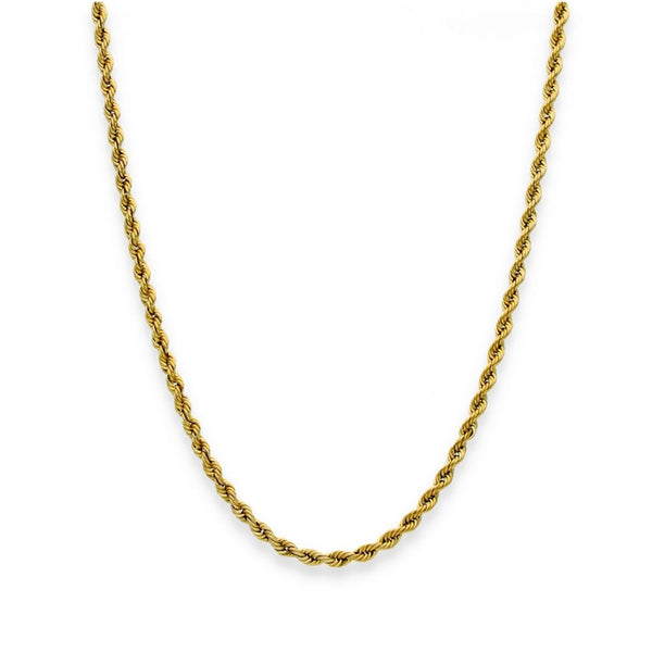 9ct Yellow Gold Hollow Rope Chain - 16" - 1.6g