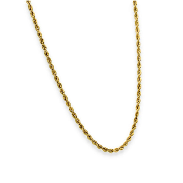 9ct Yellow Gold Hollow Rope Chain - 16" - 1.6g