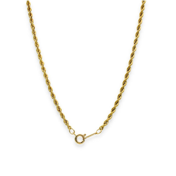 9ct Yellow Gold Hollow Rope Chain - 16" - 1.6g