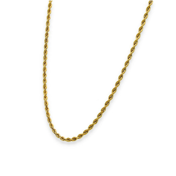 9ct Yellow Gold Hollow Rope Chain - 16" - 1.6g