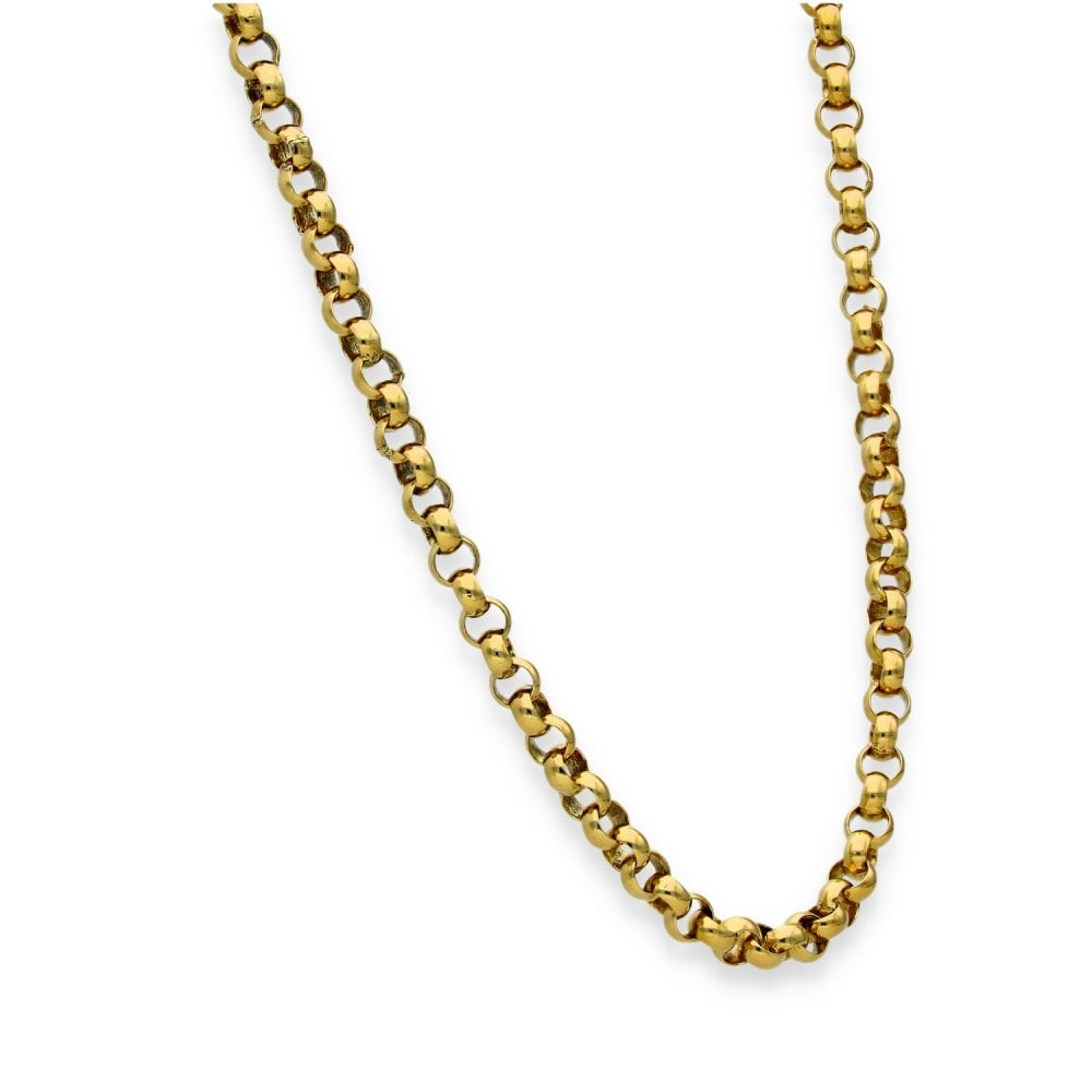 9ct Yellow Gold Round Belcher Chain - 22" - 21.7g