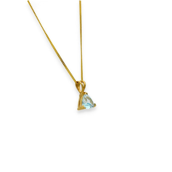 9ct Yellow Gold Blue Topaz Pendant & Necklace - 18" - 2.1g