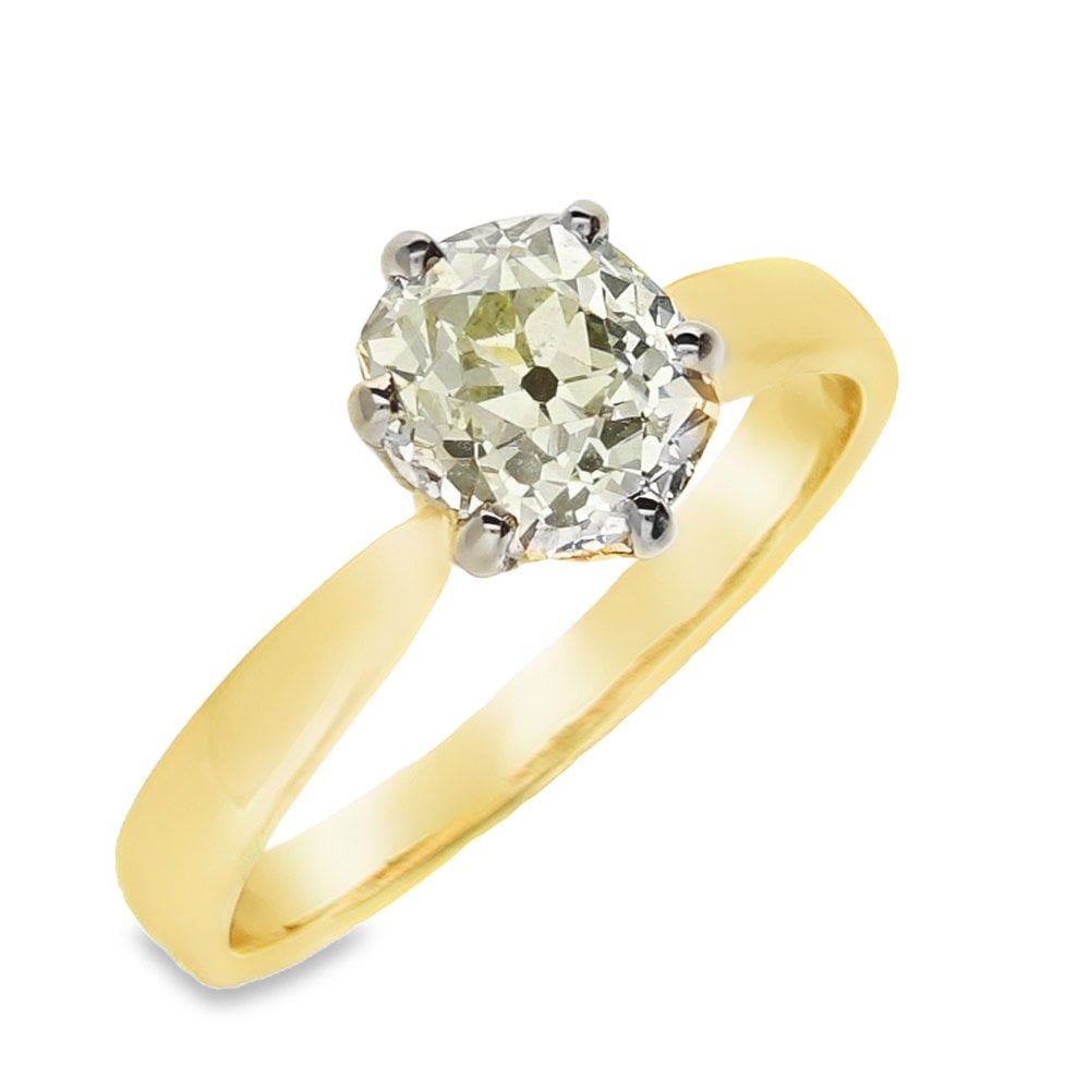 18ct Yellow Gold Diamond Engagement Ring - N/O Colour - 1.65ct