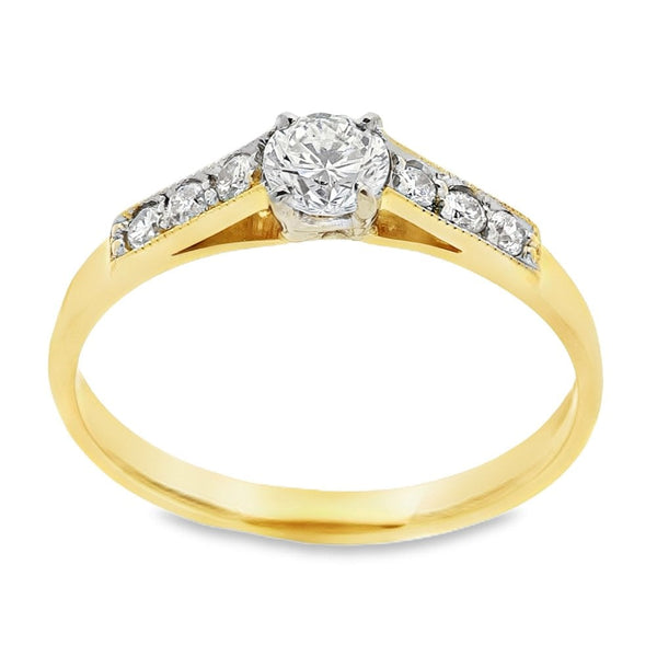 Ladies 14ct Yellow Gold Diamond Set Engagement Ring - 0.50ct