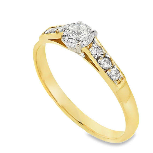 Ladies 14ct Yellow Gold Diamond Set Engagement Ring - 0.50ct