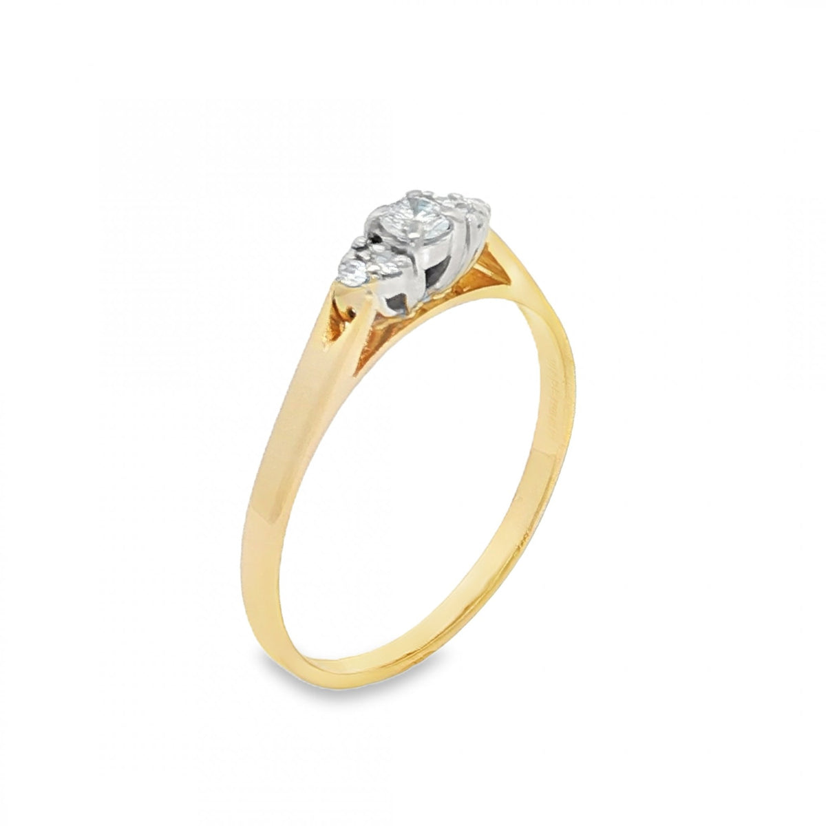 18ct Yellow Gold Diamond Cluster Ring - Size P - 0.16ct