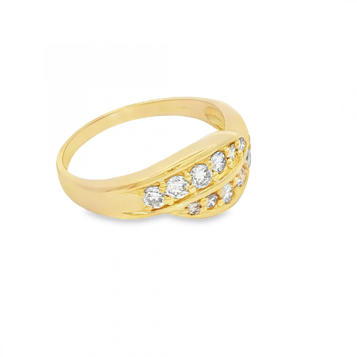 18ct Yellow Gold Diamond Crossover Ring - Size P - 0.60ct