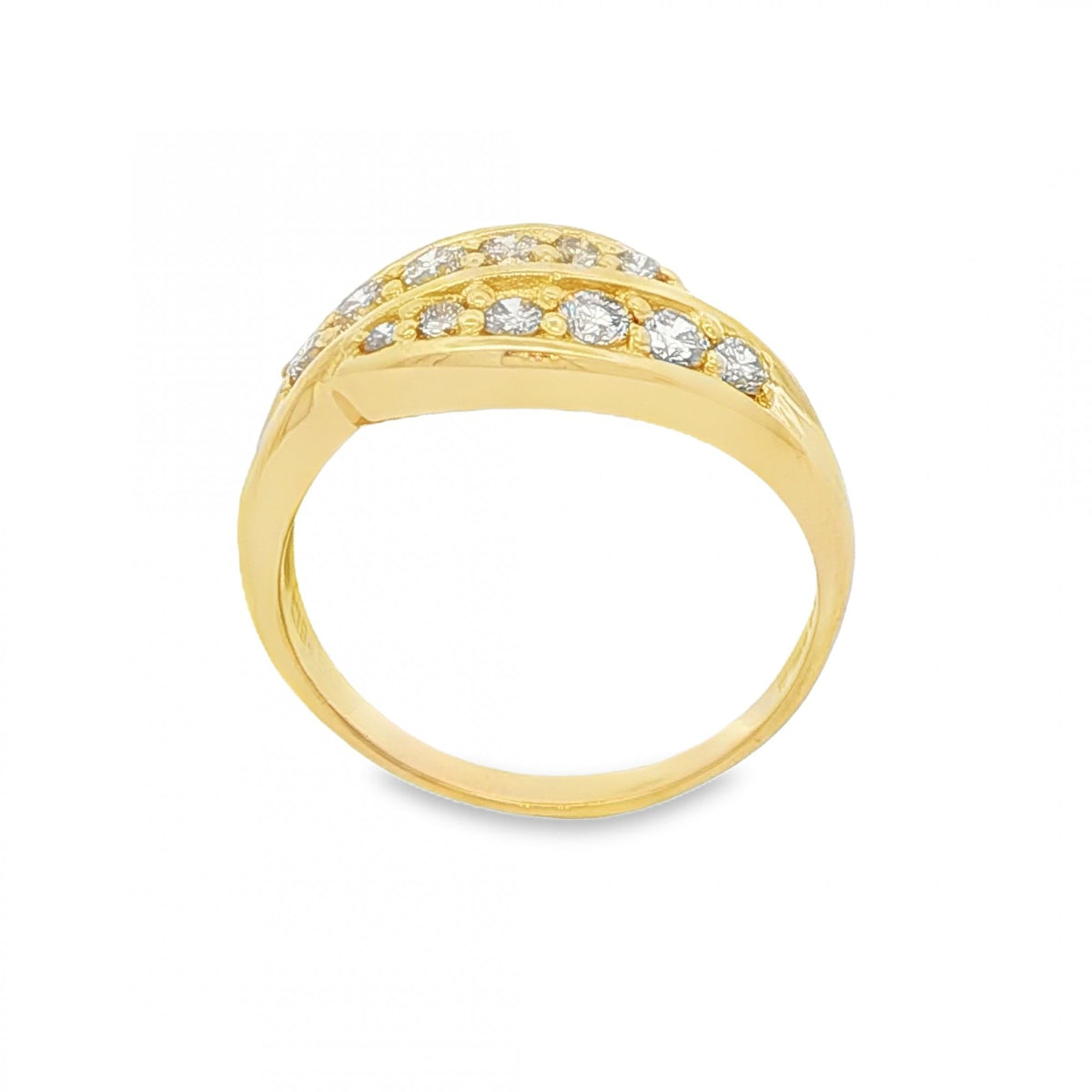 18ct Yellow Gold Diamond Crossover Ring - Size P - 0.60ct