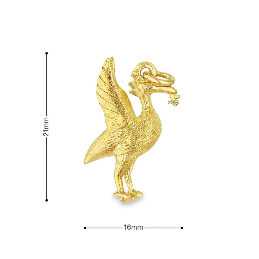 9ct Yellow Gold Liverbird Charm - 7x21x16mm - 4.4g
