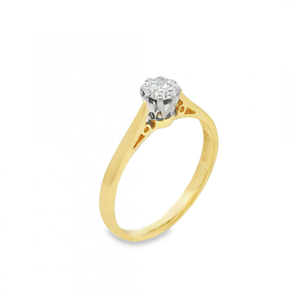 18ct Yellow Gold Diamond Engagement Ring - Size L - 0.25ct