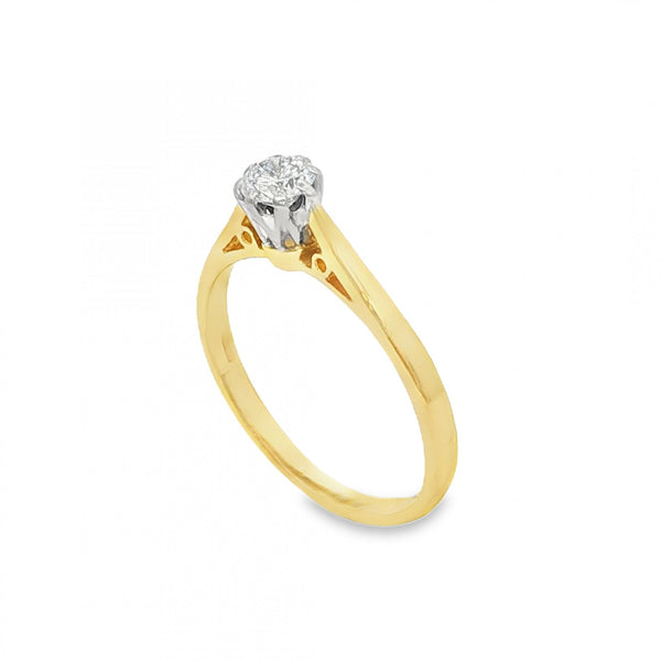18ct Yellow Gold Diamond Engagement Ring - Size L - 0.25ct