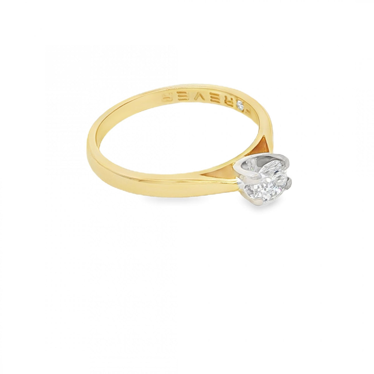 18ct Yellow Gold Diamond Engagement Ring - Size N - 0.38ct