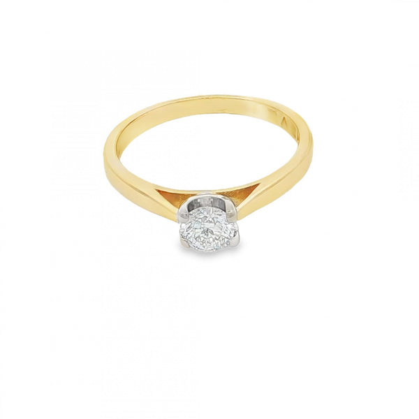18ct Yellow Gold Diamond Engagement Ring - Size N - 0.38ct